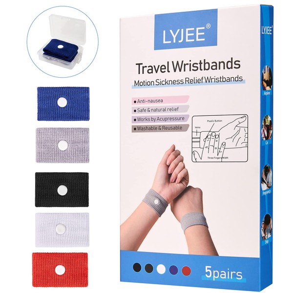 LYJEE Motion Sickness Wristbands, Anti-Nausea Wristbands, Car Sea Sickness Relief Wristbands, Morning Sickness Acupressure Relief Bands for Pregnant Women Adult