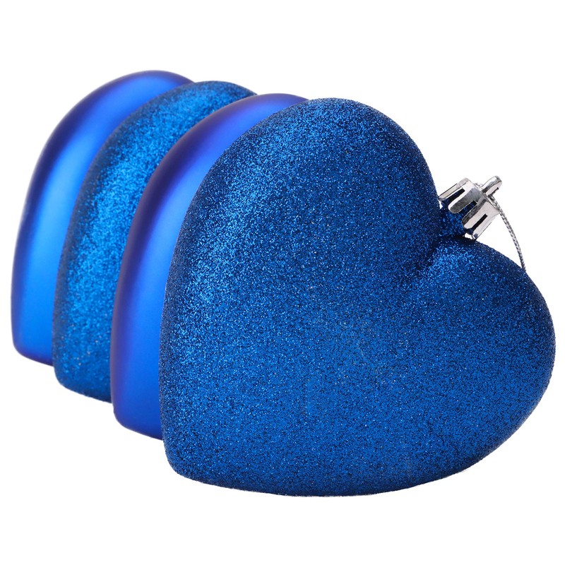 Christmas Concepts® 4-100mm Heart Shaped Baubles - Matte & Glitter