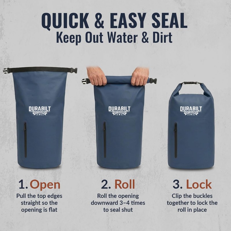 Durabilt 20L Waterproof Cooler Roll Top Backpack Sack, Heavy-Duty Soft