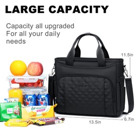 AIJIEKE Insulated Lunch Bag for Men Women, Lunch Box, Lunch Tote for Work, Large Leak Proof Cooler Bag with Removable Strap, Reusable Adult Lunchbag, Picnic, Office, Beach, Black