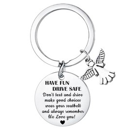 Ghloyza Drive Safe Gifts New Driver Gifts for Daughter Son Birthday Gifts for New Driver Keyring for Women Men Pass Drive Test Keyring Present