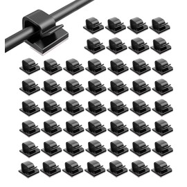 Neyiem 50 Pcs Cable Clips, Cable Stand, Storage, Car, Desk Surroundings, Walls, Wiring, Strippable, Wire Clips, Wiring, Hide, Strong, Double Sided Tape (Black)