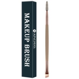 KINGMAS Eyebrow Brush, Professional Dual Angled Eye Brow Brush and Spoolie Brush Eyelash Comb Eyebrow Tool (Dark Brown)