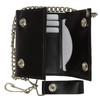 100% Leather Tri-fold Chain Wallet Black #946-14