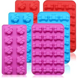 6PCS Silicone Molds Puppy Dog Paw and Bone, Elegant Chocolate Molds for Baking, Non-Stick gummy molds, Dog Treat Molds, Used for Chocolate, Candy,Pudding, Jelly,Ice Cube,Biscuits,Dog Treat by AOULELA