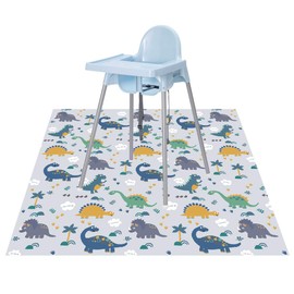 Baby Splat Floor Mat for Under High Chair/Arts/Crafts by CLCROBD, 51" Waterproof Anti-Slip Food Splash Spill Mat for Eating Mess, Washable Floor Protector Mat and Table Cloth (Dinosaur)