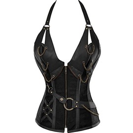 Alivila.Y Fashion Womens Steel Boned Retro Goth Steampunk Corset 908-Black-M