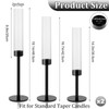 Black Hurricane Candle Holders, Set of 6 Glass Taper Candlestick