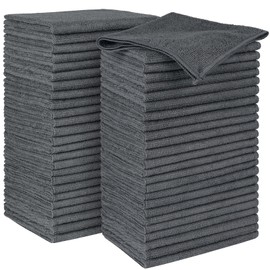 HOMEXCEL Microfiber Washcloths Towel Pack of 50,12"x12" Highly Absorbent and Soft Face Towels Wash Cloths for Bathroom,Gym,Hotel and Spa,Fast Drying Multi-Purpose Cleaning Cloth,Grey
