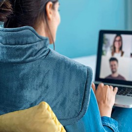 Weighted Electric Heat Pad, 56 x 48 cm, Heating Pad, Heat Cape for Neck, Shoulders, Cramps, 5 Heat Levels, Auto-Off Timer