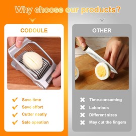 U Chef Cortador de Huevo, Rebanador de Huevo, Cortador de Huevos Duros, Rebanador de Aluminio Resistente, Alambre de Acero Inoxidable, Multiusos, Cortador para Frutas Blandas, Hongos