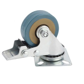 LN COZY CORNER Heavy Duty Castor Wheels Set of 4-50mm Blue Rubber Swivel Casters with 50x50mm Plate 200kg Capacity for Furniture & Trolleys (2" Wide Wheels)