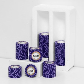 SODFAS 100 Piece Clay Poker Chips 14 Grams Heavyweight Clay Composite Casino 40mm Chips for Texas Hold’em Game Night (G $500)