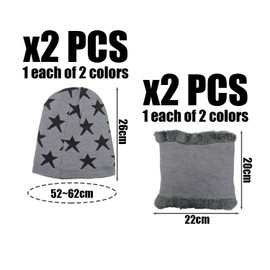 HDGSAFD 2 Sets of Knitted Hats and Scarves, Warm Winter Products for Children, Windproof Fleece Hats, Neck Warmer, black