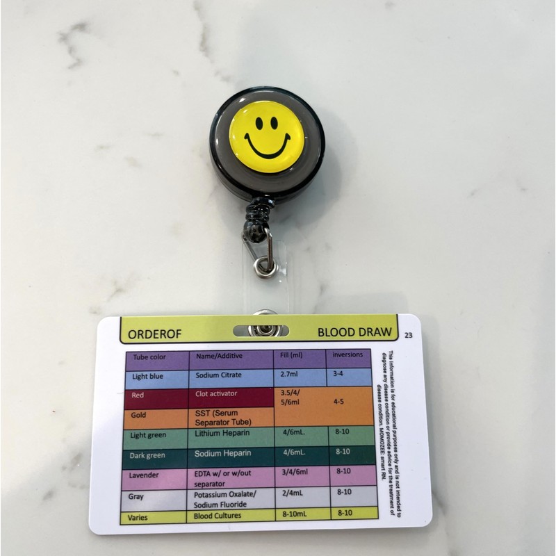 Order of Blood Draw Badge Card - Nurses, Nursing Students,
