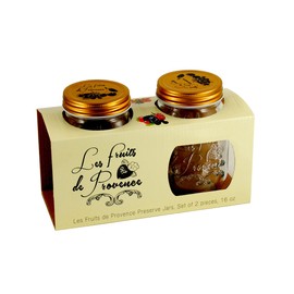 Grant Howard Les Fruits de Provence Preserve jar 2 Set, 16 Ounces, Glass Food Storage Canning Container, Metal Emboss Top, Clear, Silver, 52155