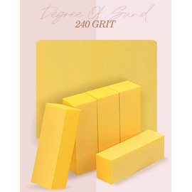 Maryton Nail Buffer Fine Grit Finishing Block, 240 Grit Professional Yellow Buffing Blocks for Natural Nails - Buff Nails Prior to Application of Gel Polish, Nail Lacquer, 5 Count