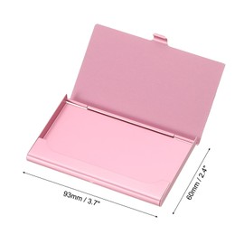 PATIKIL Small Business Card Holder, Alloy Name Card Holder Bling Pocket Card Holders Organizer Cards Display for Women Office Exhibition, Pink