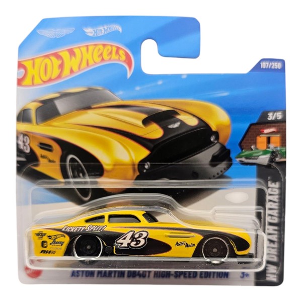 Hot Wheels Aston Martin DB4GT High-Speed Edition, Yellow/Black Racing Car,
