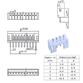 Harrisen 460 Pieces 2.0 mm JST PH Connector Kit with 2.0 mm Pitch Plug Socket 2/3/4/5/6 Pin Housing Plug Adapter Plug Terminal Kit