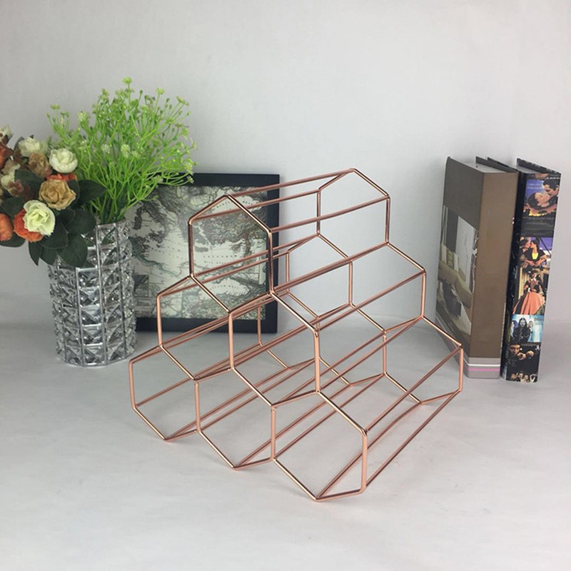 Tabletop Wine Rack 6 Bottle Wine Holder Modern Metal Wine