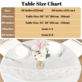 IBEQUEM Clear Round Fitted Vinyl Tablecloth with Elastic Edged, PVC Elastic Edged Table Cover, Waterproof Oilcloth Heavy Duty Elasticized Table Cover, Clear Plastic Tablecloth Protector (60Inch)