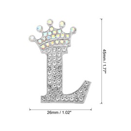 PATIKIL Letter Brooch Pins, Crown Initial Rhinestone Alphabet L Letter Lapel Badges Pin for Women Suits Dress Coat Clothes Craft, Silver Tone