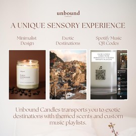 Unbound Candles Kedarnath Soul Search Scented Candle | 7.5oz Coconut Soy Candle | Handmade in USA | 50 Hour Burn Time | Spa Candle | Travel Based Candle