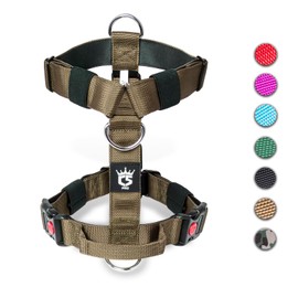 TSPRO Dog Harness with Handle Tactical Dog Vest Harness with Quick-Release Metal Buckle Heavy Duty Dog Harness Adjustable Dog Harness for 75-135 lbs Dogs, Large Strong Breeds (Khaki -L)
