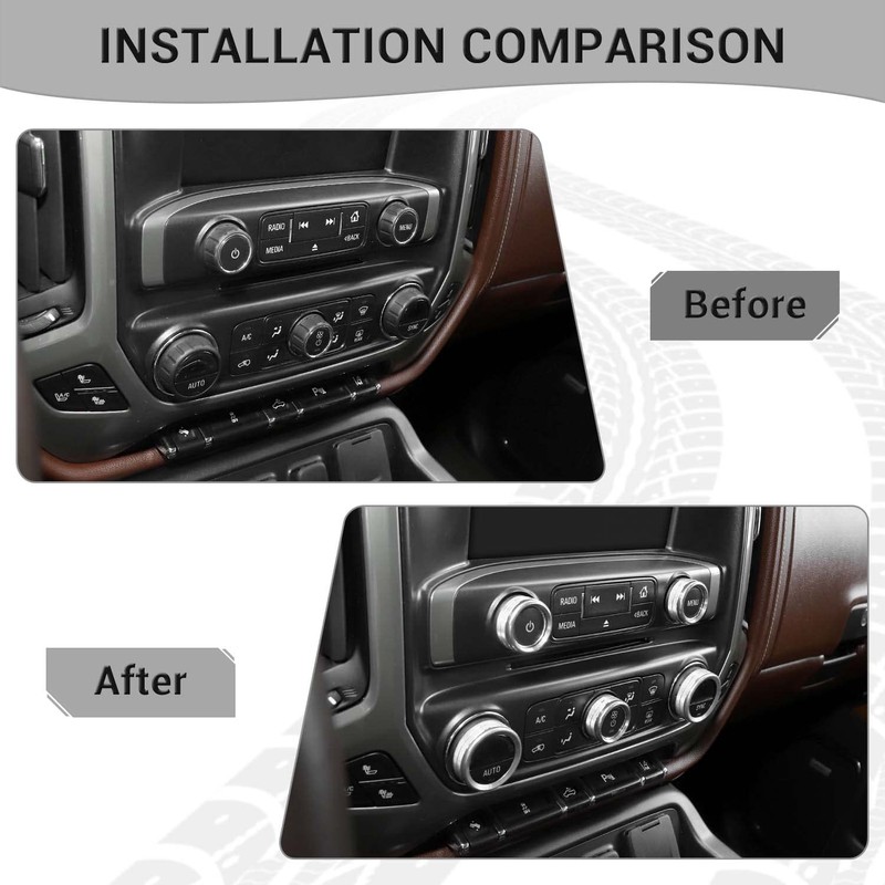 PDKLIN for Silverado Center Console Knob Cover Trim Ring Silver