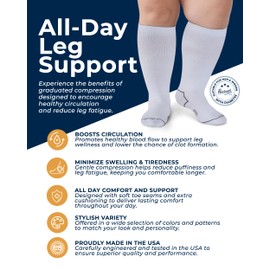 Pembrook Compression Socks for Women Wide Calf - 3 Pairs, 20-30mmHg for Swelling and Varicose Veins, Compression Socks for Women & Men Plus Size, White
