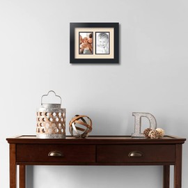 ArtToFrames Collage Photo Frame Double Mat with 2 - 3x5 Openings and Satin Black Frame