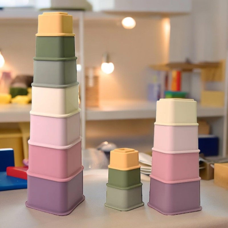 Kinderoo Silicone Stacking Nesting Cups, Square