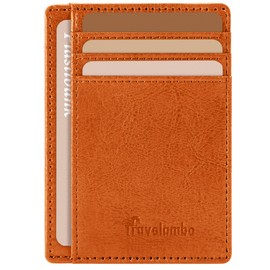Travelambo Slim Wallet Front Pocket Minimalist Leather RFID Blocking Medium Size