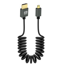 RIIEYOCA Short 8K Micro HDMI to HDMI Coiled Cable, 48Gbps High Speed Male to Male 8K Micro HDMI 2.1 Supports HDR, 8K@60Hz, 4K@120Hz, Compatible with Camera, Camcorder, PC, Monitor(3FT/0.9M)