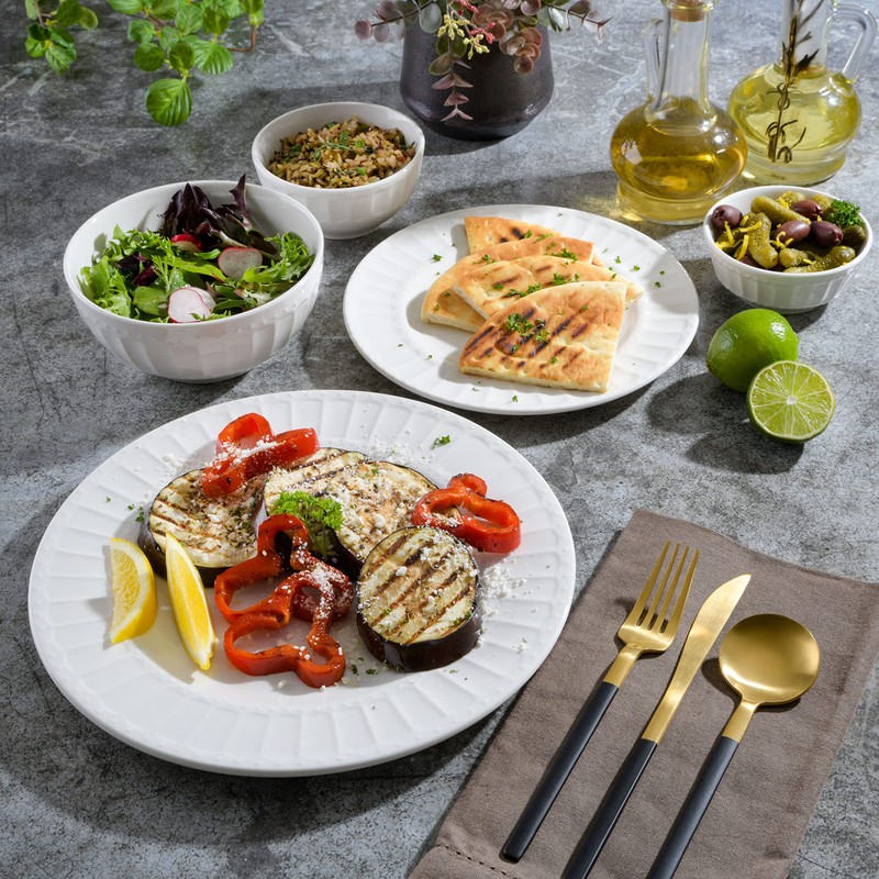 Gibson Home Zen Buffet Porcelain Ceramic Dinnerware Sets for 8,