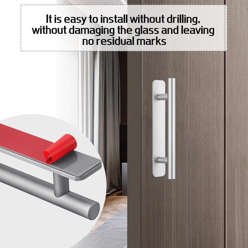 2 PCS Stick on Handles,Cabinet Door Pull Handle,No Drilling Silver