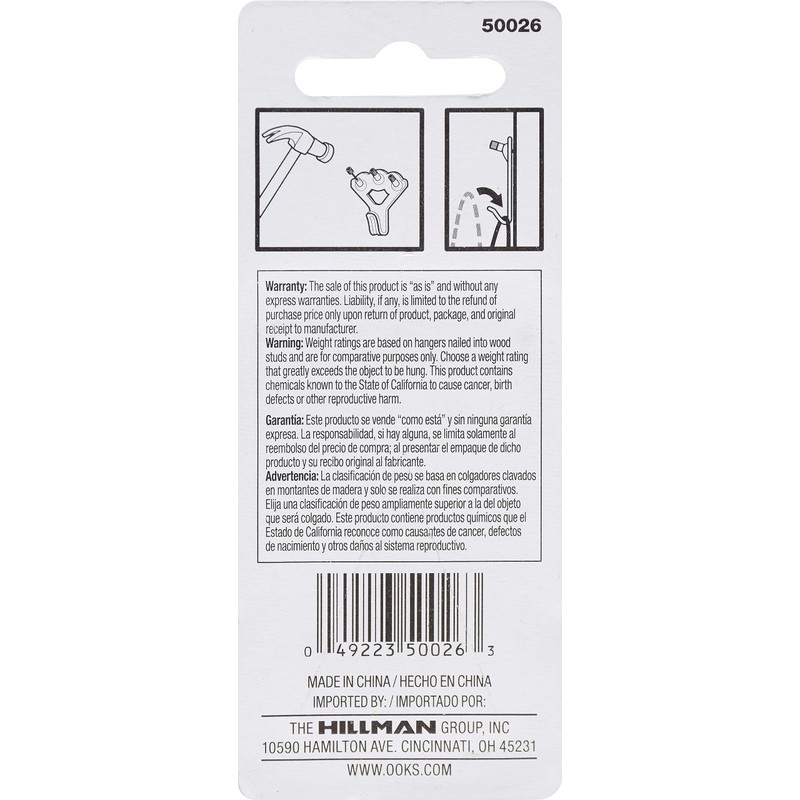 OOK 50026 Professional Picture Hangers, Art Hangers, Brass, Reusable Picture