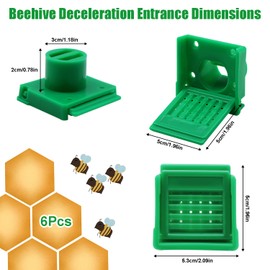 ZGFRTAY 6 Pcs Bee Hive Entrance Gates, Green Beehive Entrance Guard, Portable Bee Nest Door Vent, Plastic Bee Hive Entrance Reducer, Honey Ventilated Window