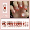 24 Pcs French Tip Press on Nails Short Square Spring