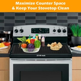 Electric Stove Top Covers, Heat Resistant No Crease Ceramic Glass, Induction, Cook Top, Flat RV Range Covers Protector, Oven, XL Dish Drying Mat for Kitchen Appliances - Black