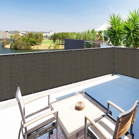 Houssity Brown 4' x 6' Balcony Deck Fence Privacy Screen Cover Panel Shade Cloth Fabric for Chain Link Fence Patio Pool Railing Driveway Walkway Porch Playground Dog Kennel Residence Commercial Use