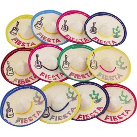 24 Mini Mexican Sombrero Fiesta, 3 inches Wide Mini Hats for Cinco De Mayo Party