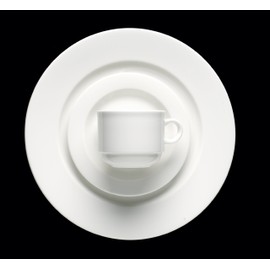 Fortessa Fortaluxe SuperWhite Vitrified China Dinnerware, Cassia 8-Ounce Stackable Coffee/Tea Cup, Set of 6