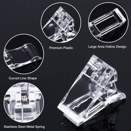 Nail Tips Clip Manicure Tool Clip Transparent Nail Clips Clear Polygel Quick Building for Nail Extension Gel Assistant Pack of 10