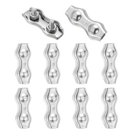 sourcing map M3 304 Stainless Steel Double Wire Rope Clips, Cable Clamp Fixing Clips for 2mm to 2.5mm Diameter Wire Rope Fastener, 10pcs