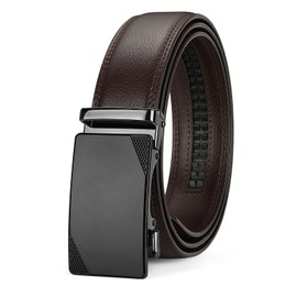 SUOSDEY Men's Automatic Leather Belt Ratchet Belt for Business Casual Jeans 35mm Width Adjustable No Holes, coffee