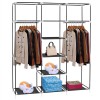 Portable Double Rod Storage Organizer 69\" Non-Woven Fabric Closet Wardrobe