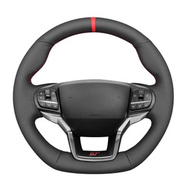 MEWANT Steering Wheel Cover for Ford Explorer (ST/ST-Line/Timberline) 2020-2025 Accessories of Microfiber Leather Hand Stitch Steering Wheel Wrap