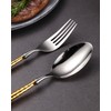 Lemeya 20-Piece Hammered Silver Gold Silverware Set,18/10 Stainless Steel Forging